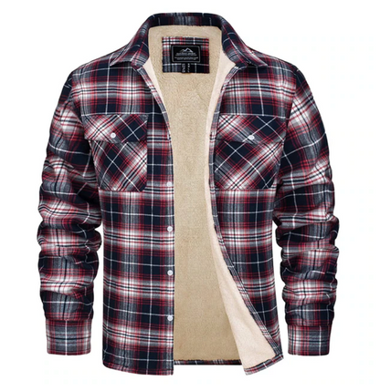 Flanellhemd - Fleece gefüttert - Überhemd - Kariertes Hemd - Herrenbekleidung-Rot-S-Chaps Herrenmode
