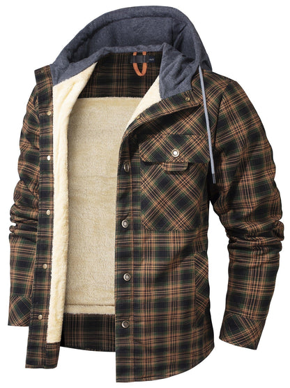 Flanelljacke | Kapuzenjacke | Karojacke | Fleecejacke | Winterjacke für Herren-Grün-S-Chaps Herrenmode