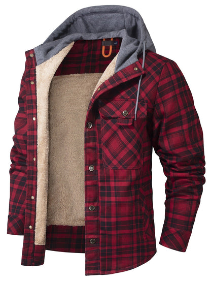 Flanelljacke | Kapuzenjacke | Karojacke | Fleecejacke | Winterjacke für Herren-Rot-S-Chaps Herrenmode