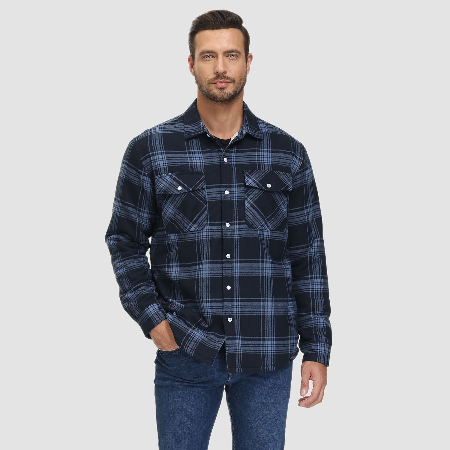 Flanelljacke – Kariertes, Mit Fleece Gefüttertes Herren-Overshirt für den Winter-Chaps Herrenmode