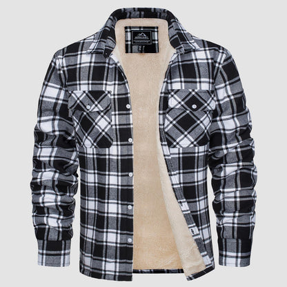Flanelljacke – Kariertes, Mit Fleece Gefüttertes Herren-Overshirt für den Winter-Schwarz-S-Chaps Herrenmode
