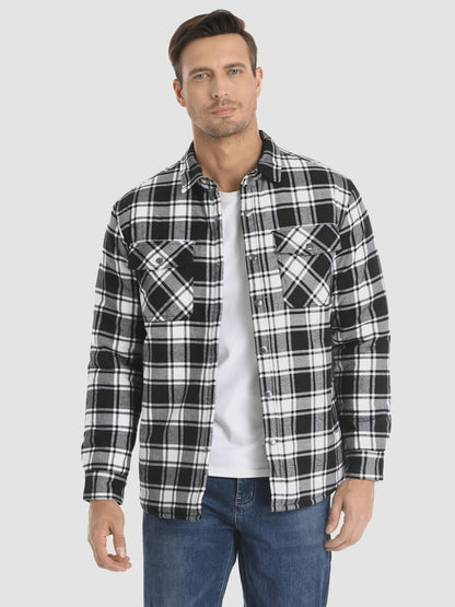 Flanelljacke – kariert – mit Knöpfen – gefütterte Innenjacke – Winterjacke für Herren-Chaps Herrenmode