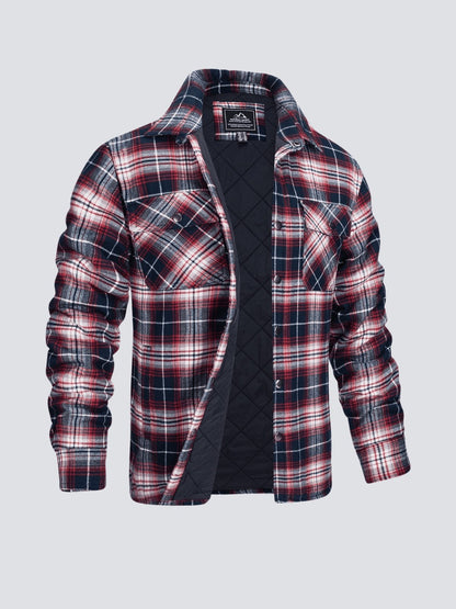 Flanelljacke – kariert – mit Knöpfen – gefütterte Innenjacke – Winterjacke für Herren-Rot-M-Chaps Herrenmode