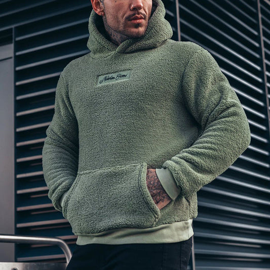 Fleece-Hoodie – Bequemer Teddy-Hoodie für Männer zum Überziehen-Dunkelgrün-S-Chaps Herrenmode