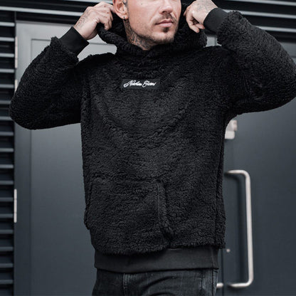 Fleece-Hoodie – Bequemer Teddy-Hoodie für Männer zum Überziehen-Schwarz-S-Chaps Herrenmode