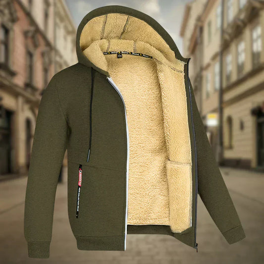 Fleece Hoodie Jacke - Winter - Warm - Zip-Up Hoodie - Herren Hoodie-Grün-S-Chaps Herrenmode