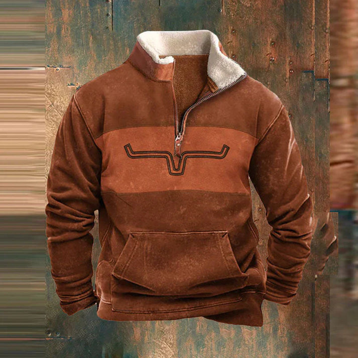 Fleece-Pullover | Half Zip | Warm | Fleece-Pullover | Herren Winterbekleidung-Orange-S-Chaps Herrenmode