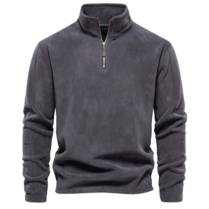 Fleece Pullover - Half Zip - Warm - Quarter Zip Fleece - Fleece für Männer-Grau-S-Chaps Herrenmode