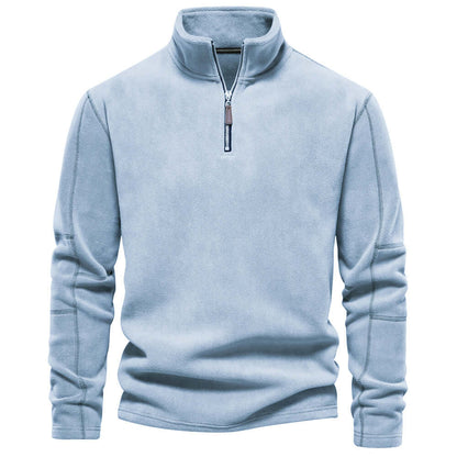 Fleece Pullover - Half Zip - Warm - Quarter Zip Fleece - Fleece für Männer-Hellblau-S-Chaps Herrenmode