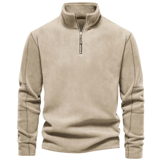 Fleece Pullover - Half Zip - Warm - Quarter Zip Fleece - Fleece für Männer-Khaki-S-Chaps Herrenmode