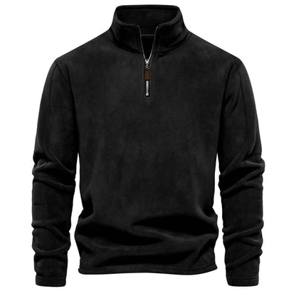 Fleece Pullover - Half Zip - Warm - Quarter Zip Fleece - Fleece für Männer-Schwarz-S-Chaps Herrenmode