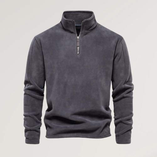 Fleece Pullover - Quarter Zip - Langarm - Fleece Shirt - Herren Half Zip Pullover-Dunkelgrau-S-Chaps Herrenmode