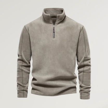 Fleece Pullover - Quarter Zip - Langarm - Fleece Shirt - Herren Half Zip Pullover-Olivgrün-S-Chaps Herrenmode
