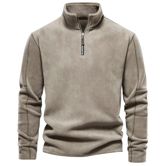 Fleece-Pullover | Warm | Winter | Fleece mit halbem Reißverschluss | Herrenbekleidung-Beige-S-Chaps Herrenmode