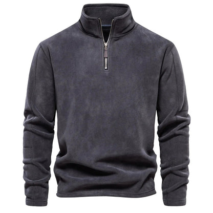 Fleece-Pullover | Warm | Winter | Fleece mit halbem Reißverschluss | Herrenbekleidung-Dunkelgrau-S-Chaps Herrenmode