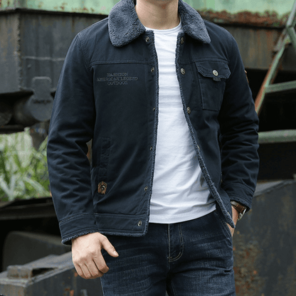 Fleece gefütterte Jacke | Button-Up | Brusttasche | Winterjacke | Herrenjacke-Chaps Herrenmode