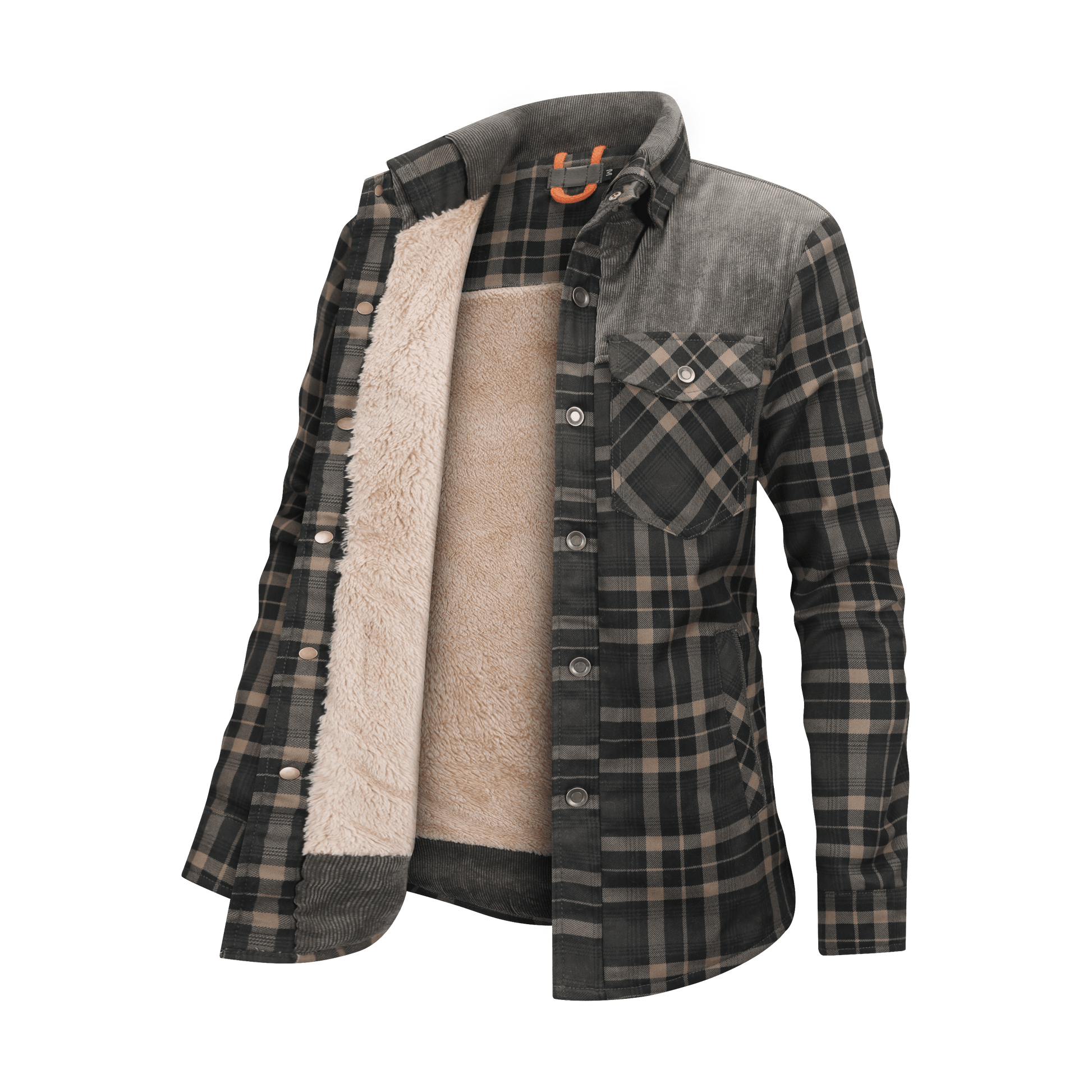 Fleece gefütterte Jacke | Kariert | Button-Up | Karierte Jacke | Herren Überhemd-Armeegrün-XS-Chaps Herrenmode