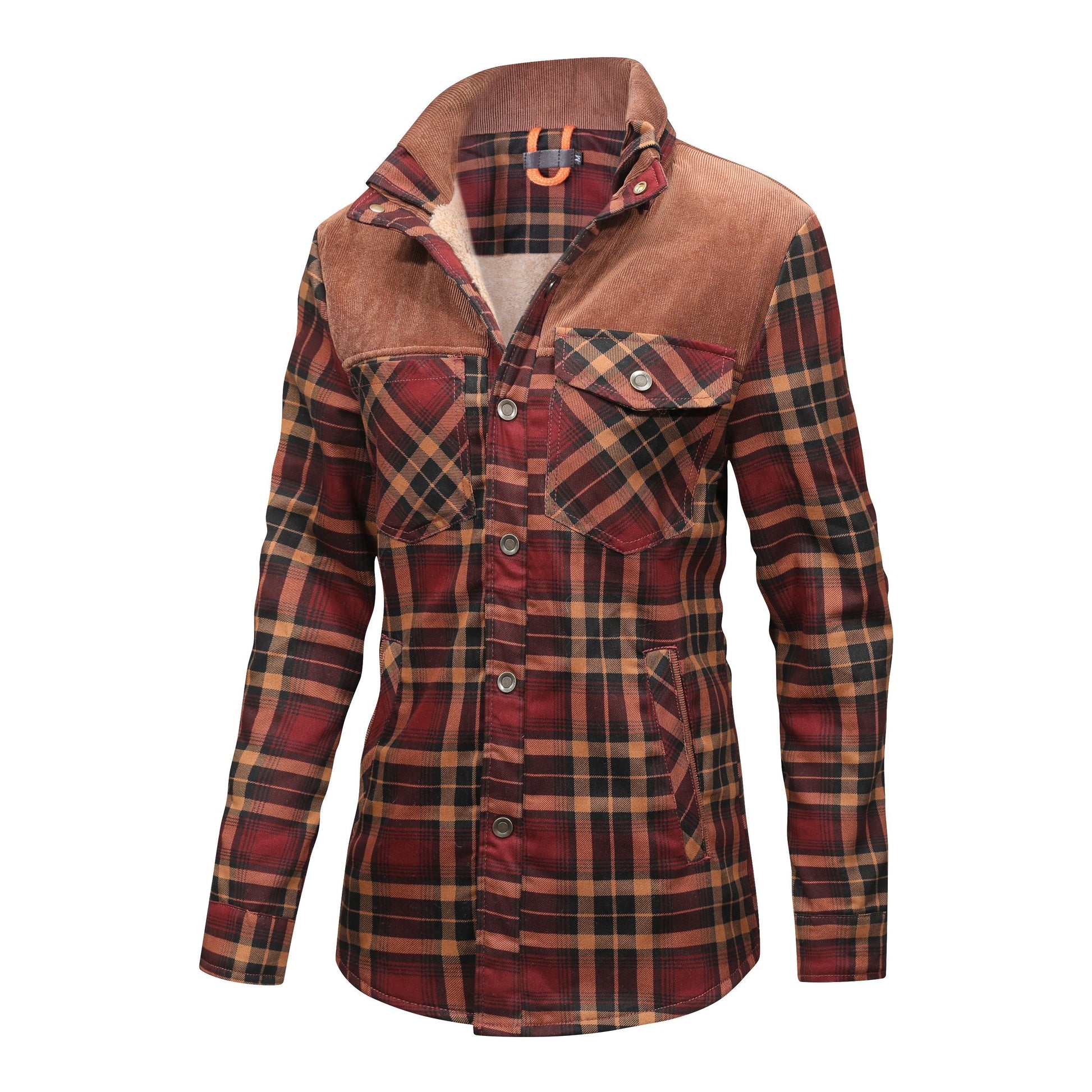 Fleece gefütterte Jacke | Kariert | Button-Up | Karierte Jacke | Herren Überhemd-Chaps Herrenmode