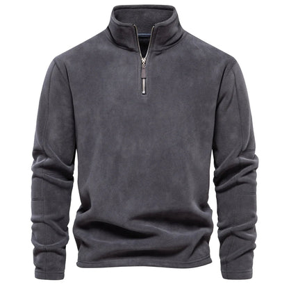 Fleece mit halbem Reißverschluss – Warm – Fleece-Pullover mit kurzem Reißverschluss – Herrenbekleidung-Dunkelgrau-S-Chaps Herrenmode