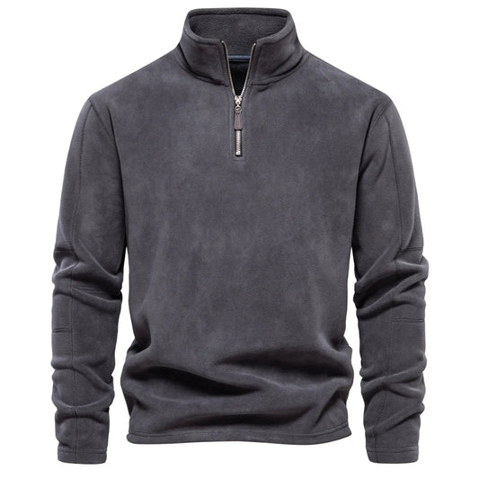 Fleece mit halbem Reißverschluss – Warm – Fleece-Pullover mit kurzem Reißverschluss – Herrenbekleidung-Dunkelgrau-S-Chaps Herrenmode