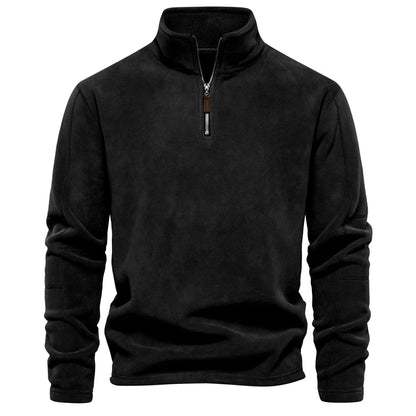 Fleece mit halbem Reißverschluss – Warm – Fleece-Pullover mit kurzem Reißverschluss – Herrenbekleidung-Schwarz-S-Chaps Herrenmode