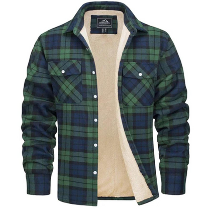 Fleecehemd - Karierte Button-up-Jacke für Männer-Grün-S-Chaps Herrenmode