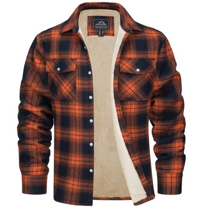 Fleecehemd - Karierte Button-up-Jacke für Männer-Orange-S-Chaps Herrenmode