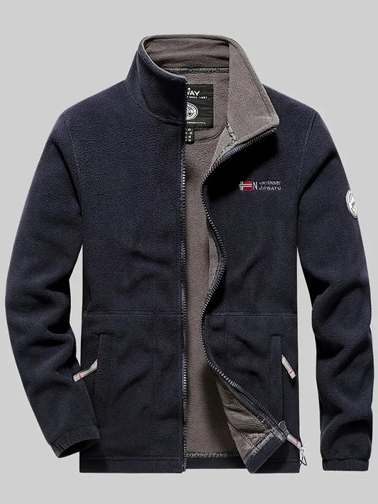 Fleecejacke | Outdoor | Winddicht | Fleece mit durchgehendem Reißverschluss | Winterjacken für Herren-Marineblau-XS-Chaps Herrenmode
