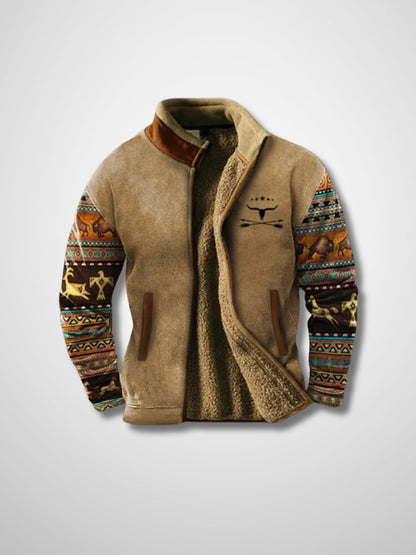 Fleecejacke - Warme Zip-Up Sherpa gefütterte Herrenjacke für den Winter-Braun 2-S-Chaps Herrenmode