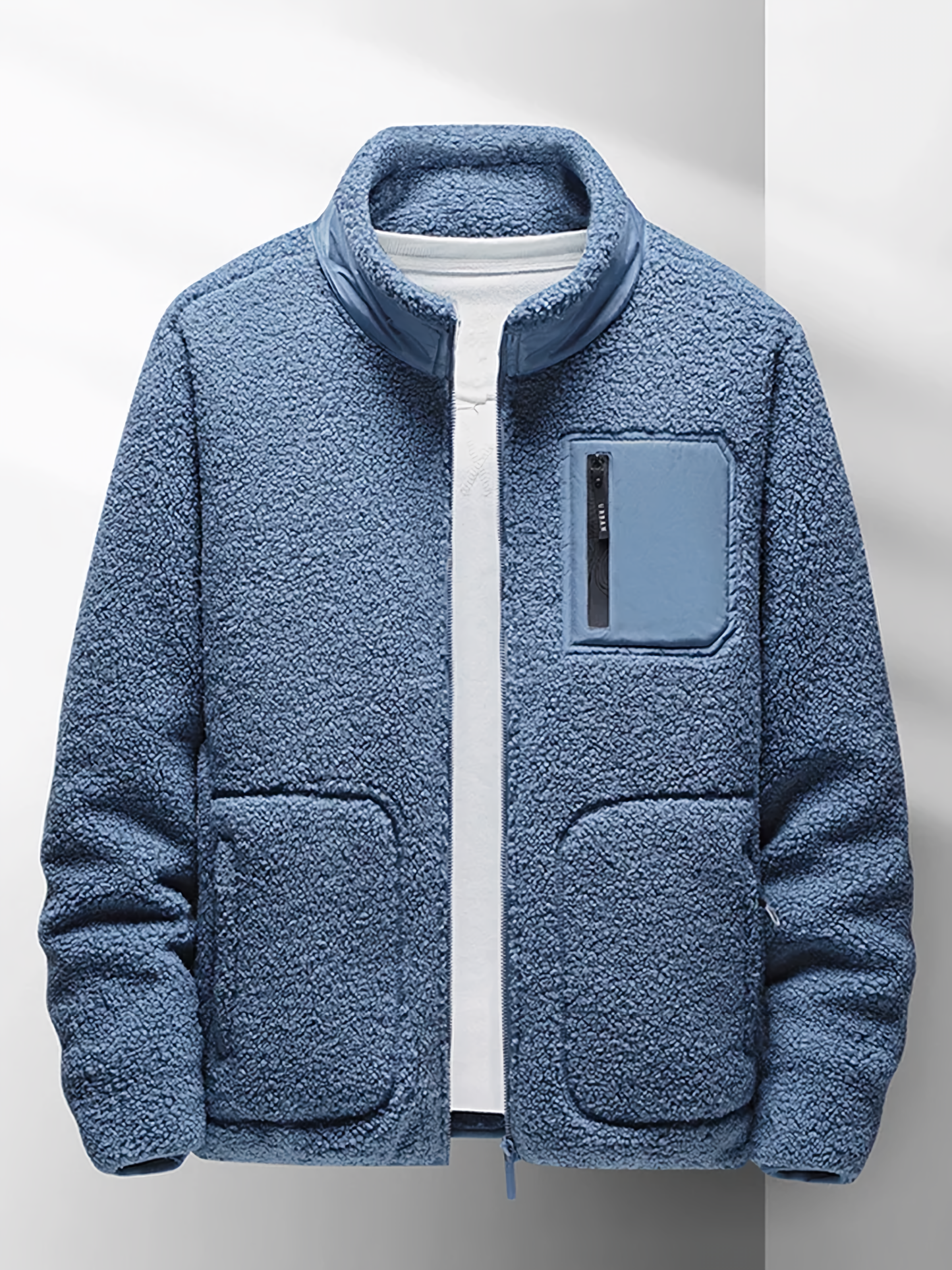Fleecejacke | Zip-Up | Warm | Full Zip Fleece | Herren Fleece-Blau-XS-Chaps Herrenmode