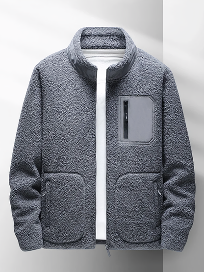 Fleecejacke | Zip-Up | Warm | Full Zip Fleece | Herren Fleece-Grau-XS-Chaps Herrenmode