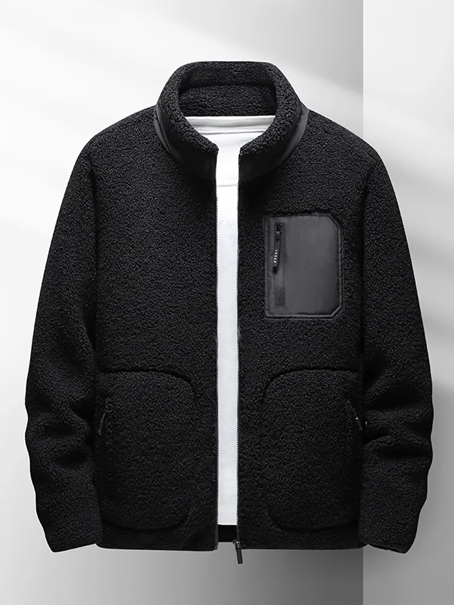Fleecejacke | Zip-Up | Warm | Full Zip Fleece | Herren Fleece-Schwarz-XS-Chaps Herrenmode