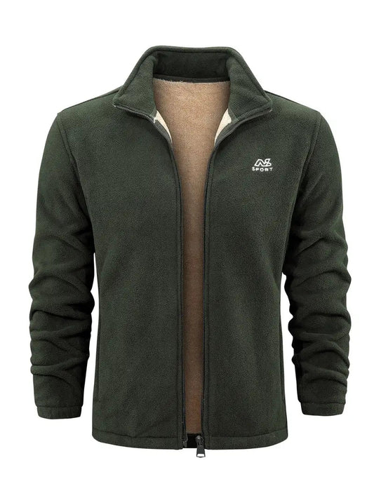 Fleecejacke – durchgehender Reißverschluss – Stehkragen – Fleece mit Reißverschluss – Herrenbekleidung-Grün-2XS-Chaps Herrenmode