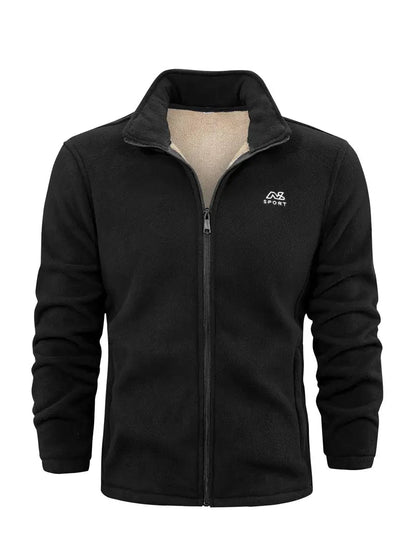 Fleecejacke – durchgehender Reißverschluss – Stehkragen – Fleece mit Reißverschluss – Herrenbekleidung-Schwarz-2XS-Chaps Herrenmode