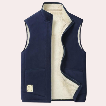 Fleeceweste | Mit Reißverschluss | Körperwärmer | Winterweste | Herrenweste-Marineblau-S-Chaps Herrenmode