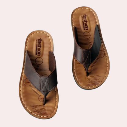 Flip Flops – Ergonomisch – Orthopädisch – Leder-Flip Flops – Herrensandalen-Braun-39-Chaps Herrenmode