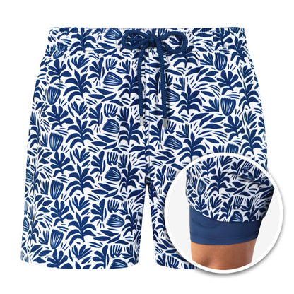 Florida Badeshorts-Dunkelblau & Weiß-S-Chaps Herrenmode