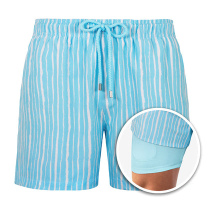 Florida Badeshorts-Weiß & Eisblau-S-Chaps Herrenmode