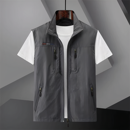 Frachtweste | Leicht | Ärmellos | Outdoor-Weste | Herrenweste-Grau-M-Chaps Herrenmode