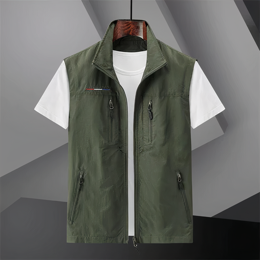 Frachtweste | Leicht | Ärmellos | Outdoor-Weste | Herrenweste-Grün-M-Chaps Herrenmode