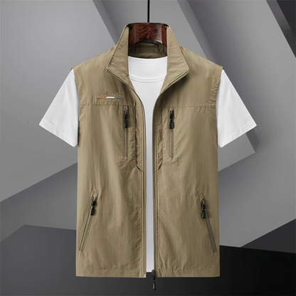 Frachtweste | Leicht | Ärmellos | Outdoor-Weste | Herrenweste-Khaki-M-Chaps Herrenmode