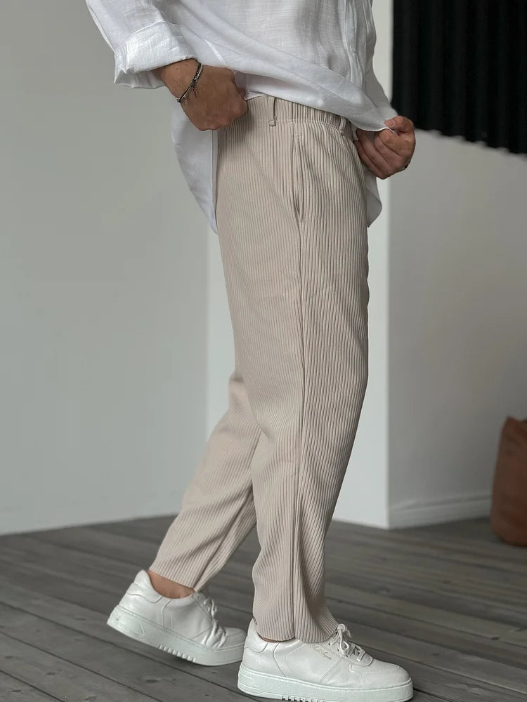 Freizeithosen | Gerippt | Elastischer Bund | Gerade geschnittene Hose | Herrenhosen-Chaps Herrenmode