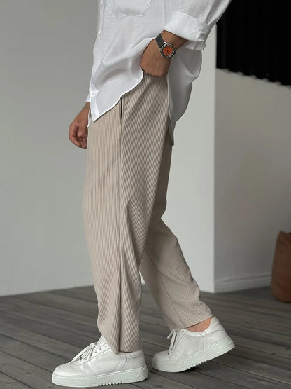 Freizeithosen | Gerippt | Elastischer Bund | Gerade geschnittene Hose | Herrenhosen-Chaps Herrenmode