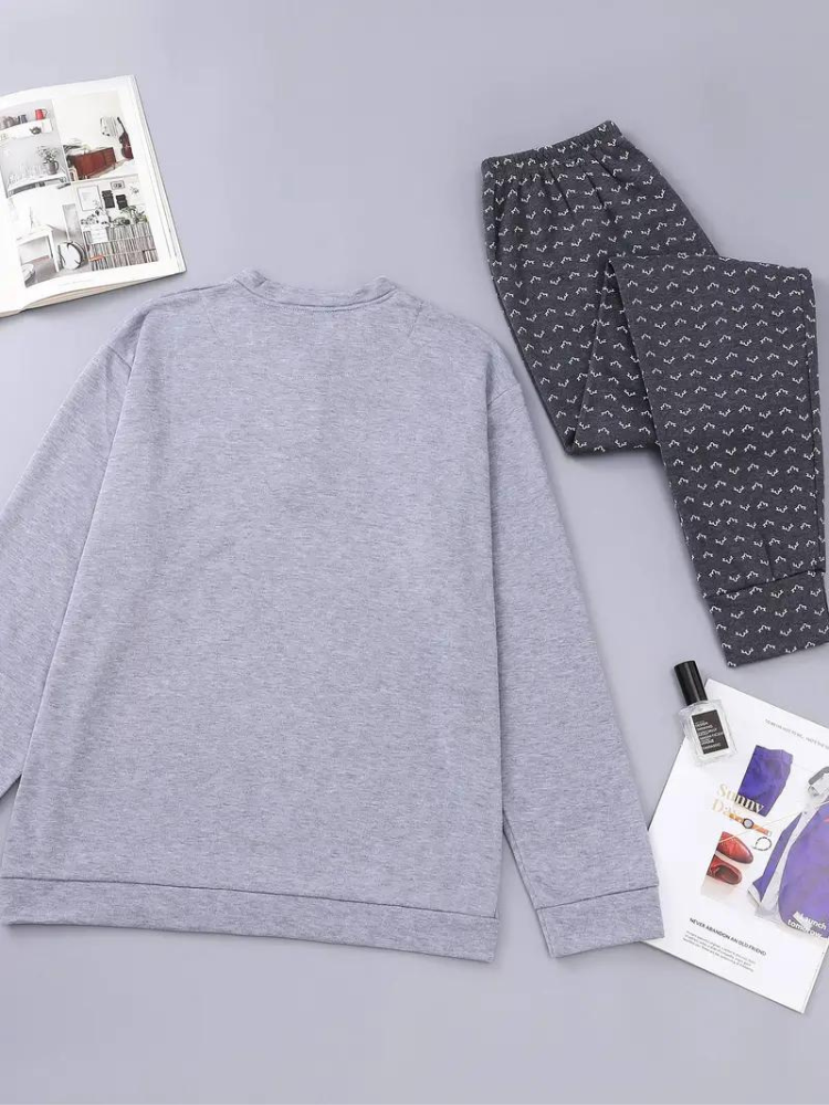 Gabriel Schlafanzug Set | Herren Casual Langarm Schlafanzug-Chaps Herrenmode