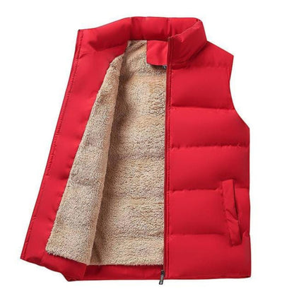 Gepolstertes Gilet - Herren Fleece gefütterte Pufferweste Bodywarmer-Rot-S-Chaps Herrenmode