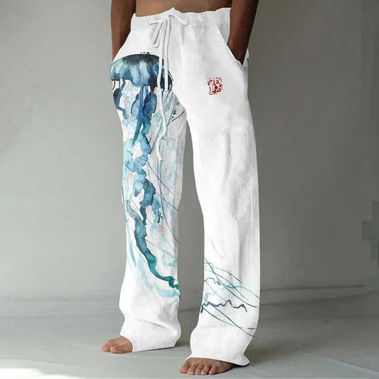 Gerade Hosenbeine | Lose Passform | Kordelzug | Herren-Lounge-Hosen | Herren-Hosen-Weiß-S-Chaps Herrenmode