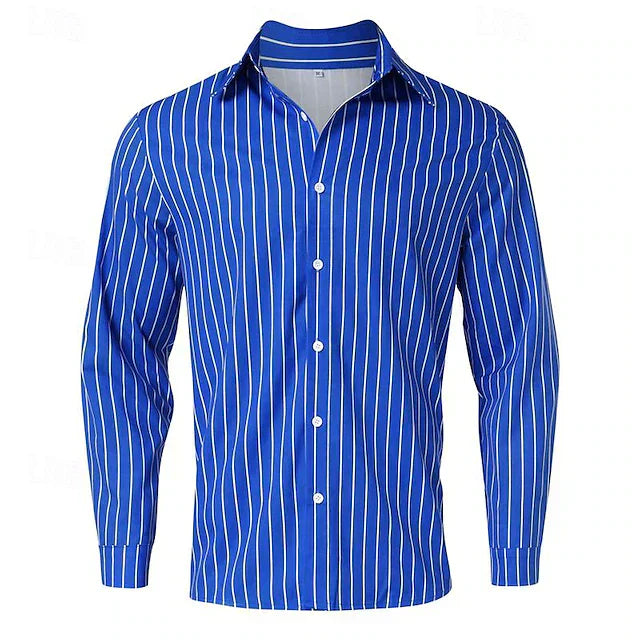 Gestreiftes Hemd | Langarm | Slim Fit | Hemd mit Knöpfen | Herrenhemden-Chaps Herrenmode