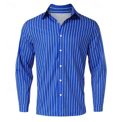 Gestreiftes Hemd | Langarm | Slim Fit | Hemd mit Knöpfen | Herrenhemden-Chaps Herrenmode
