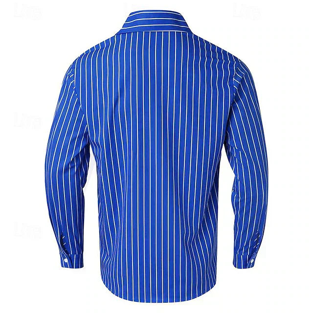 Gestreiftes Hemd | Langarm | Slim Fit | Hemd mit Knöpfen | Herrenhemden-Chaps Herrenmode