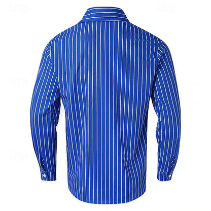 Gestreiftes Hemd | Langarm | Slim Fit | Hemd mit Knöpfen | Herrenhemden-Chaps Herrenmode